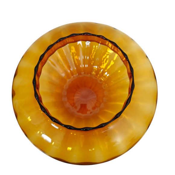 Vintage Empoli Italy Circus Tent Amber Glass Lidded Candy Dish Jar 1960s MCM - Picture 5 of 11